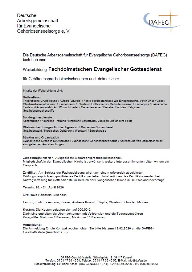 Ausschreibung Fachdolmetschen 2020 in Eisenach