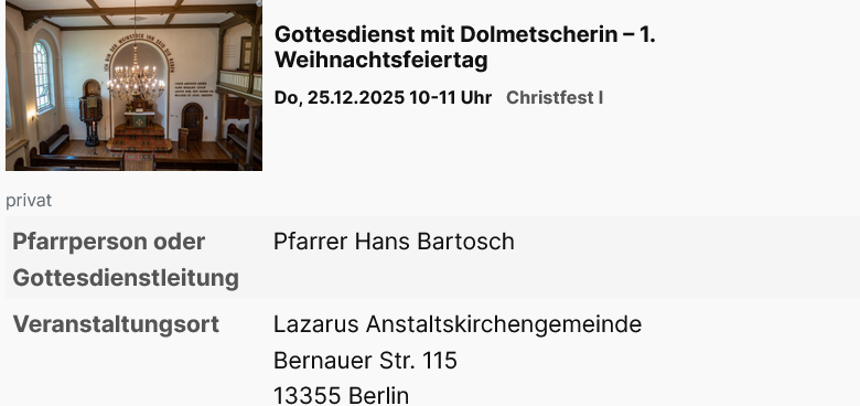 25.12.2025 | 10.00 Uhr | Berlin Christfest I